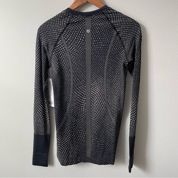 NWT Lululemon Swiftly Tech Longsleeve 2.0 Grid Warp Black/Neon Multi Size 6 - Picture 2 of 9